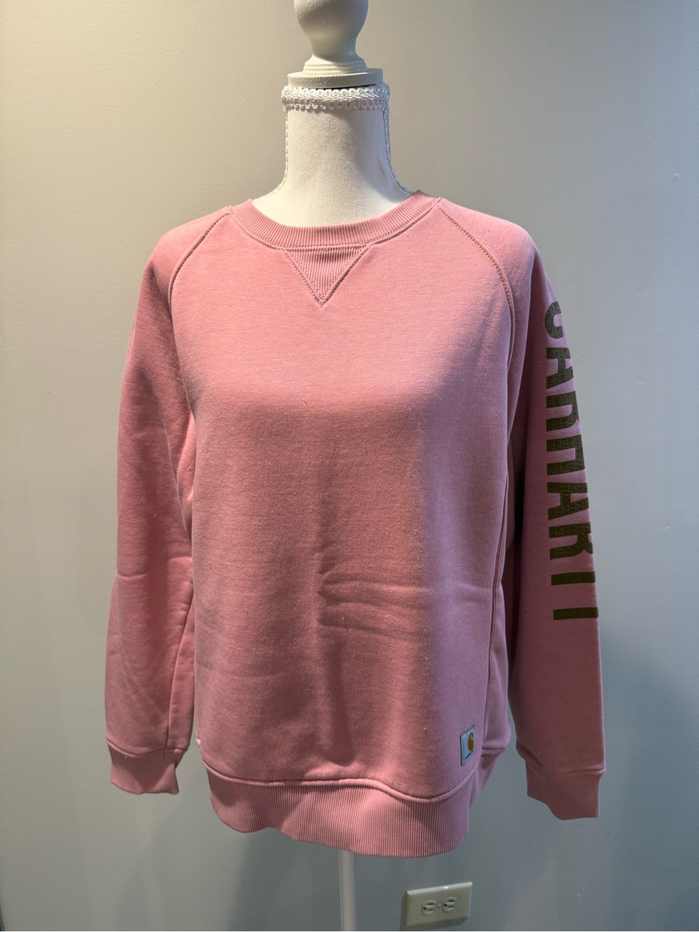 Carhartt Pink Crewneck Sweatshirt with Sleeve Logo